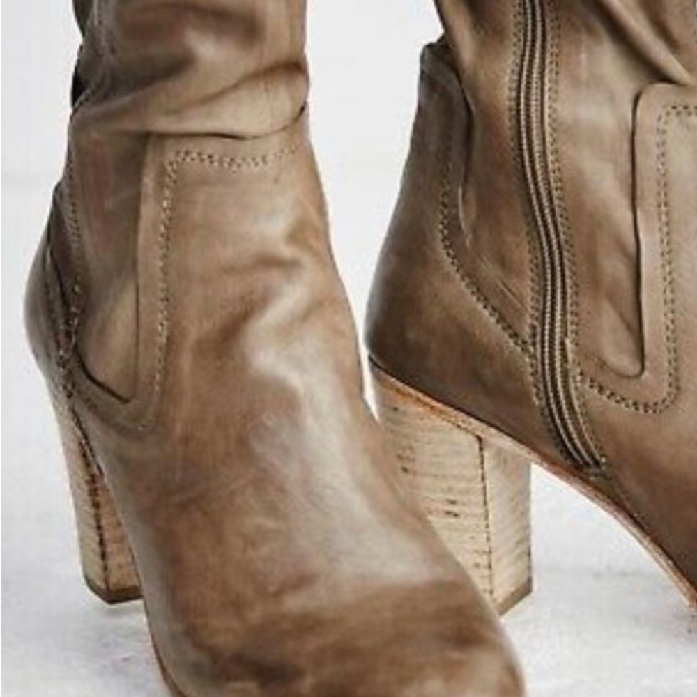 Free People Jack Grey Leather Over-the-Knee Boots 40 US 9.5 New Boho Tall Heel - Picture 2 of 9
